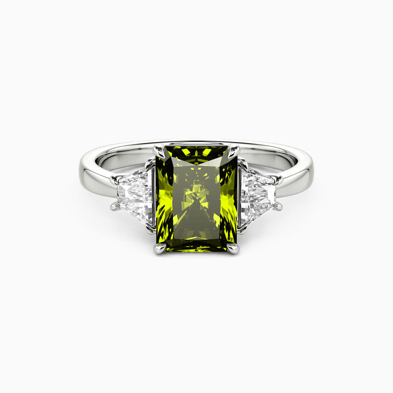 peridot three-stone engagement ring