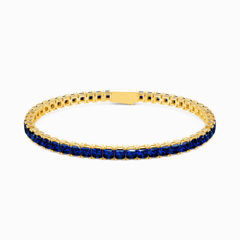tennis bracelet with sapphire blue gemstones