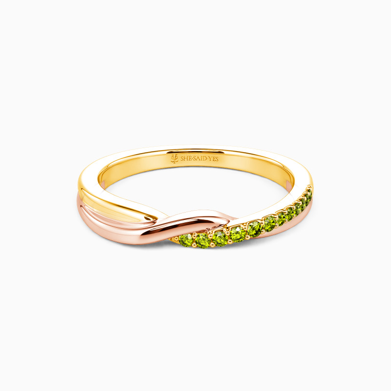 mix metal peridot wedding band