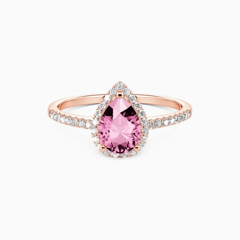 0.8ct Pear Cut Halo 10k rose gold Engagement Ring