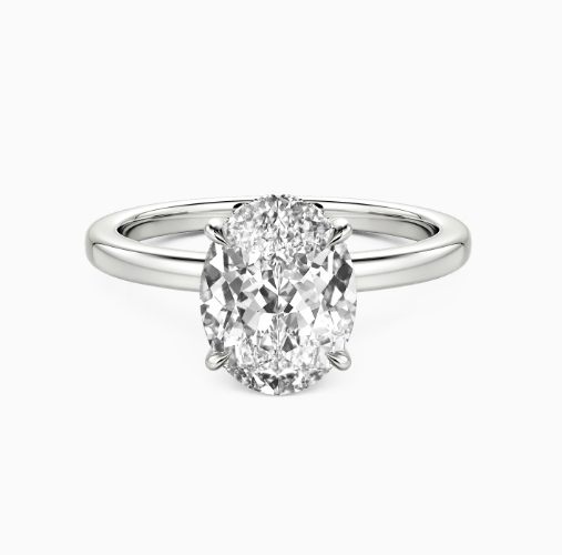 14k white gold Oval Cut Side Stone Engagement Ring