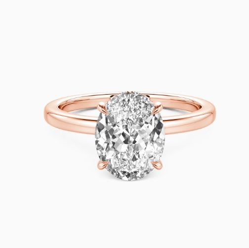14k rose gold Oval Cut Side Stone Engagement Ring