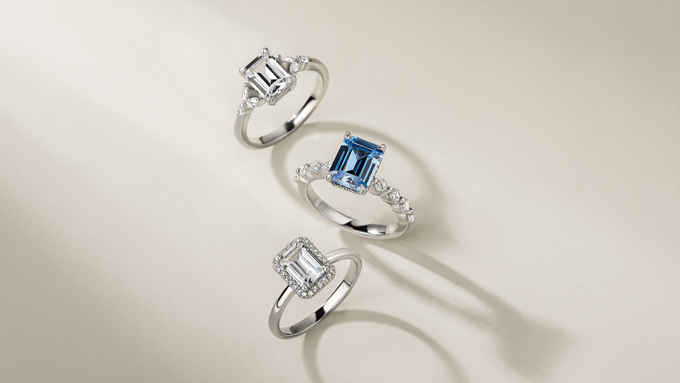 emerald-cut engagement rings in different styles
