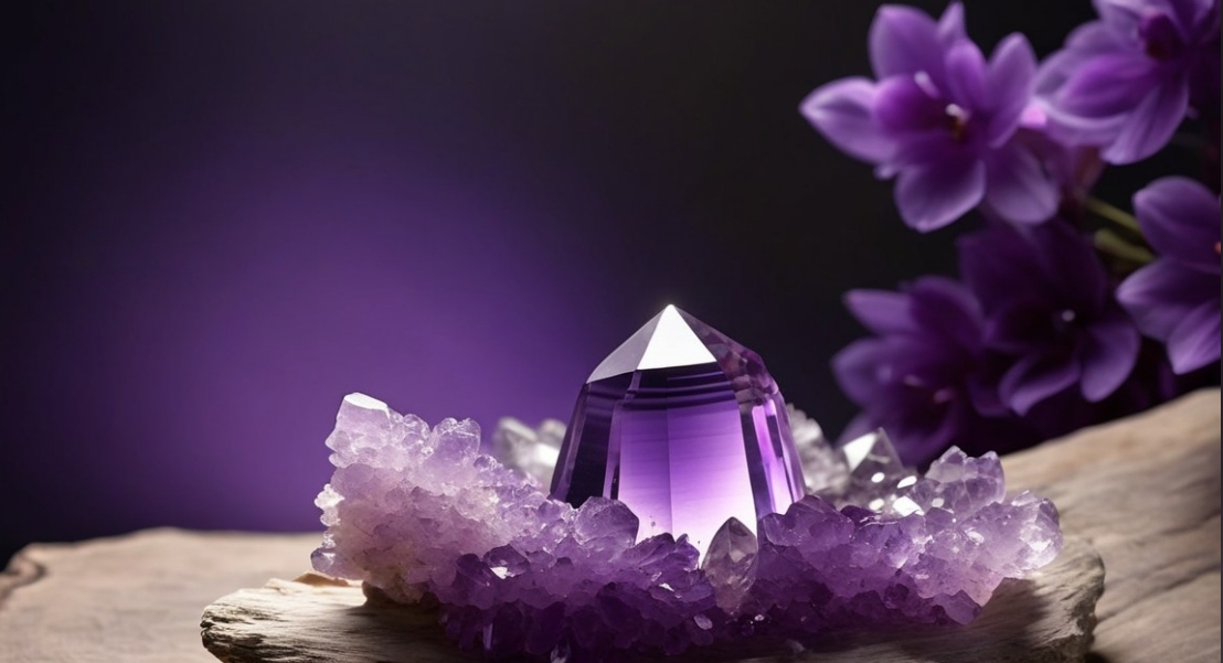 Amethyst Crystals emits a soft glow