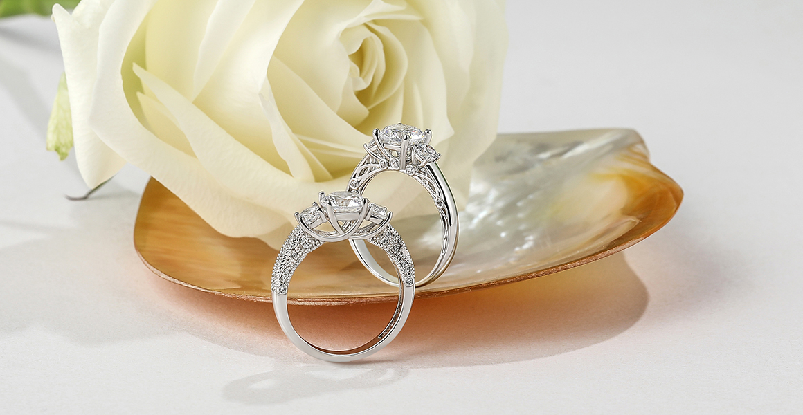 three-stone engagement rings with unique designs