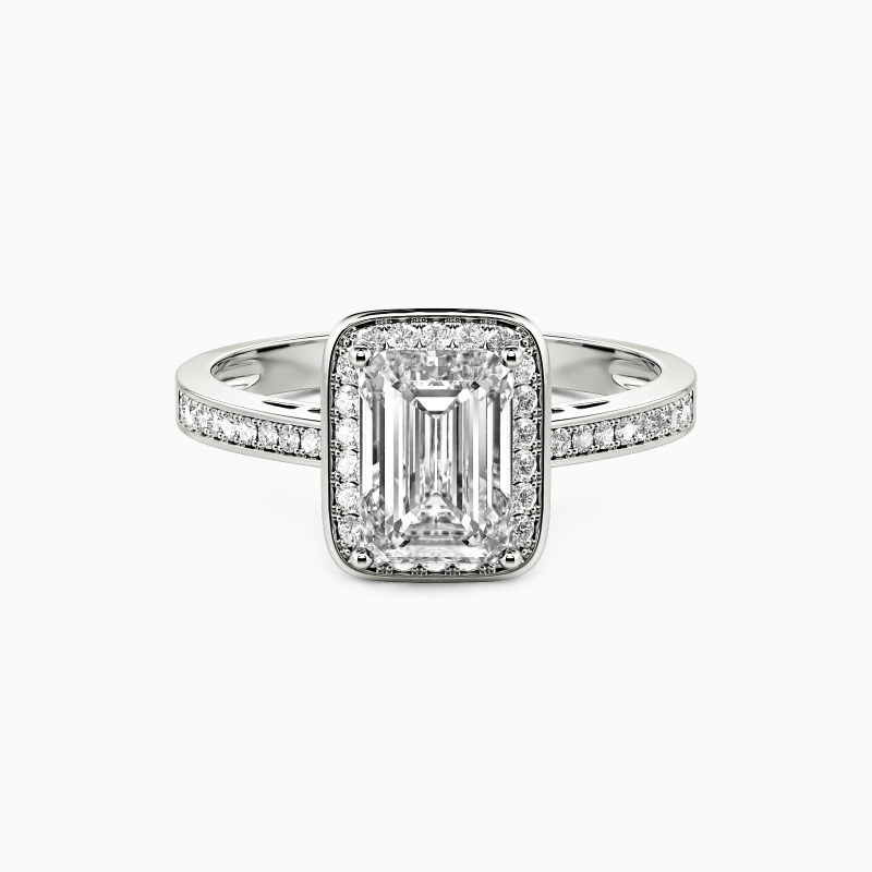 Emerald Cut Halo Engagement Ring