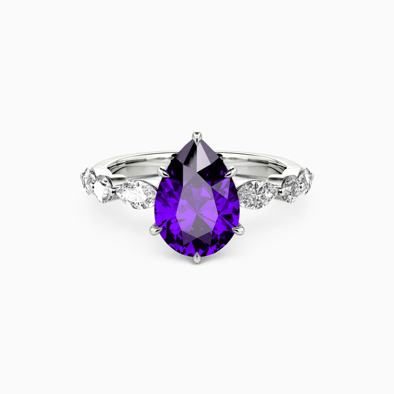 Holy Promise 2ct Pear Cut Side Stone Engagement Ring