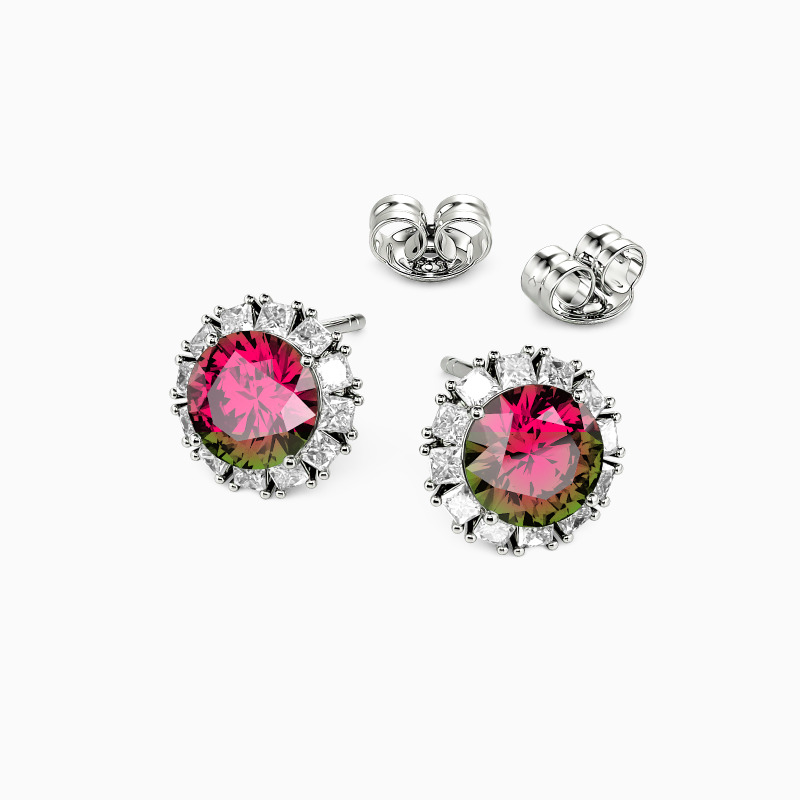 October birthstone jewelry: watermelon-gemstone stud earrings