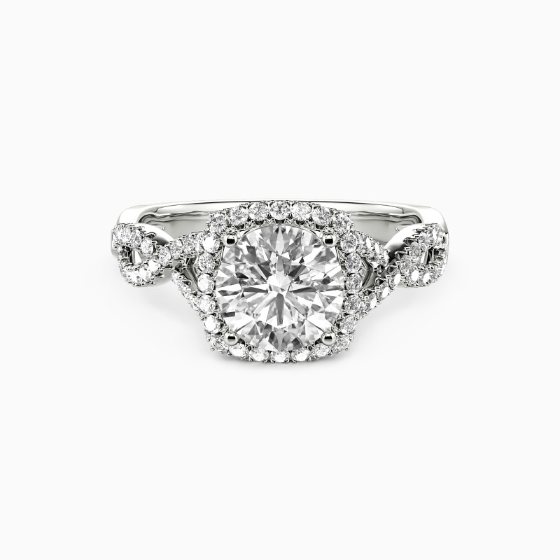 Twisted Round Cut Halo Engagement Ring