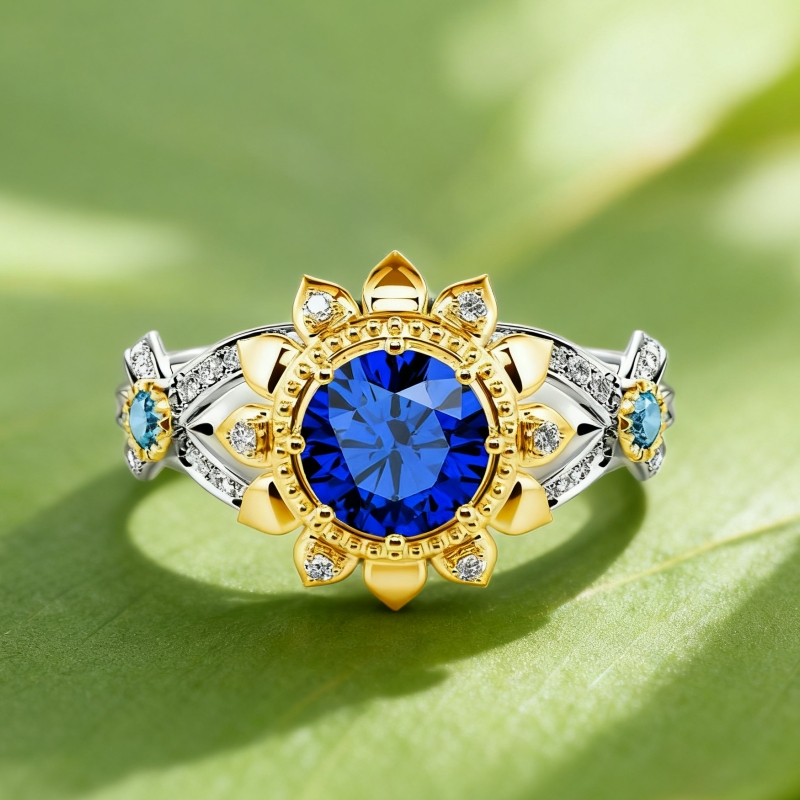 gorgeous sunflower Engagement ring