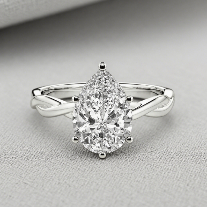 2ct Pear Cut Solitaire Engagement Ring