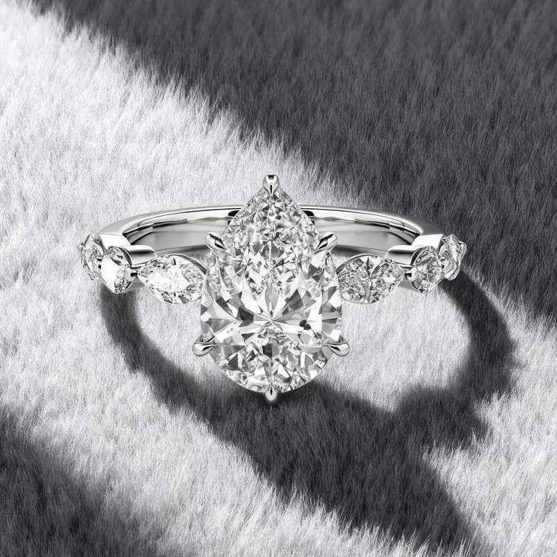 "Holy Promise" 2ct Pear Cut Side Stone Engagement Ring