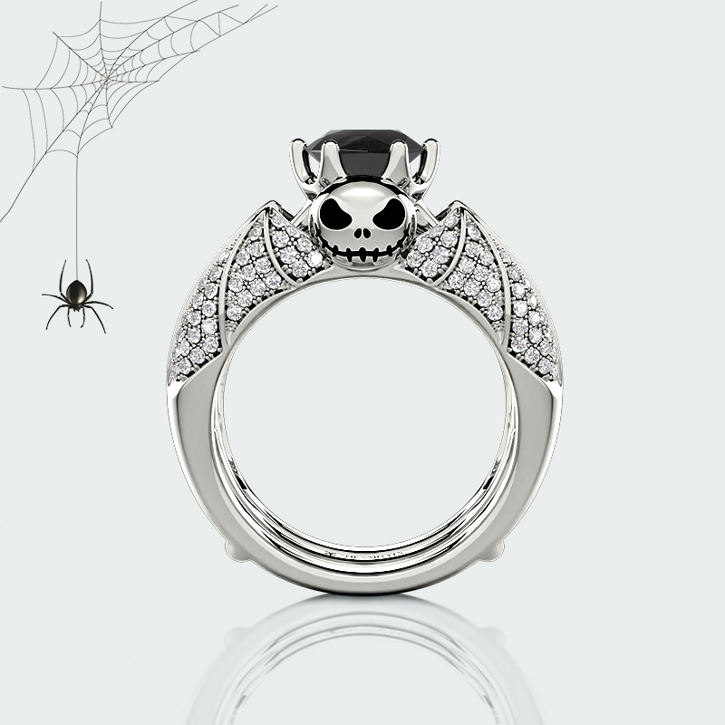 Halloween jewelry: "In Dark Love" Round Cut Bridal Set