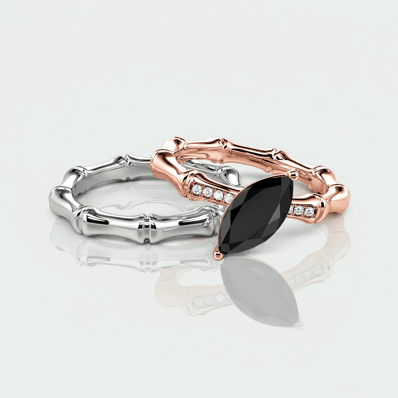 Halloween wedding jewelry: 2-piece bridal set with black gemstone