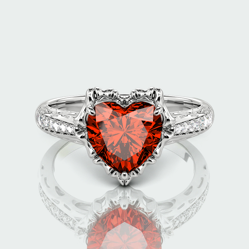 "Hold My Heart" Heart Cut Side Stone Engagement Ring