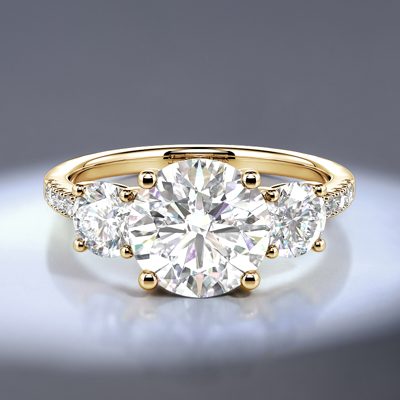 round brilliant cut trilogy ring