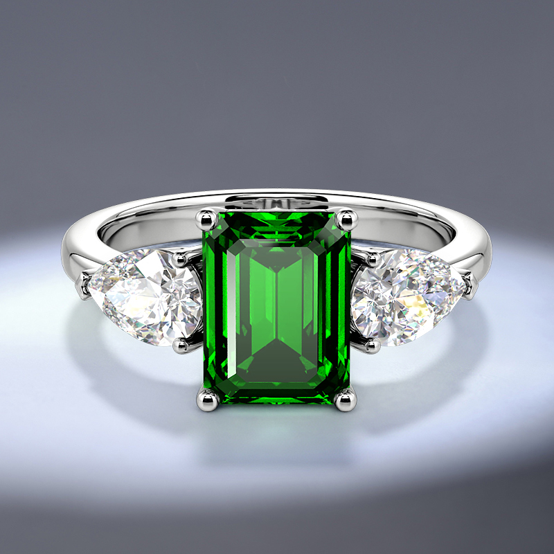 emerald & diamond trilogy ring