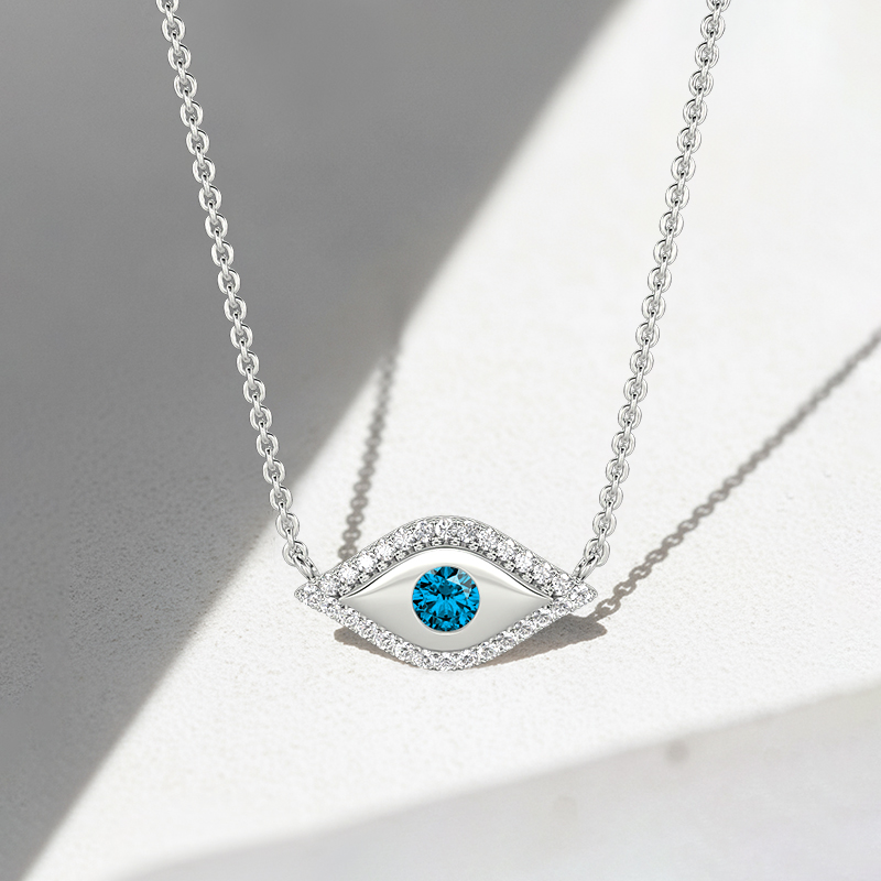 evil's eye necklace with swiss blue gemstone