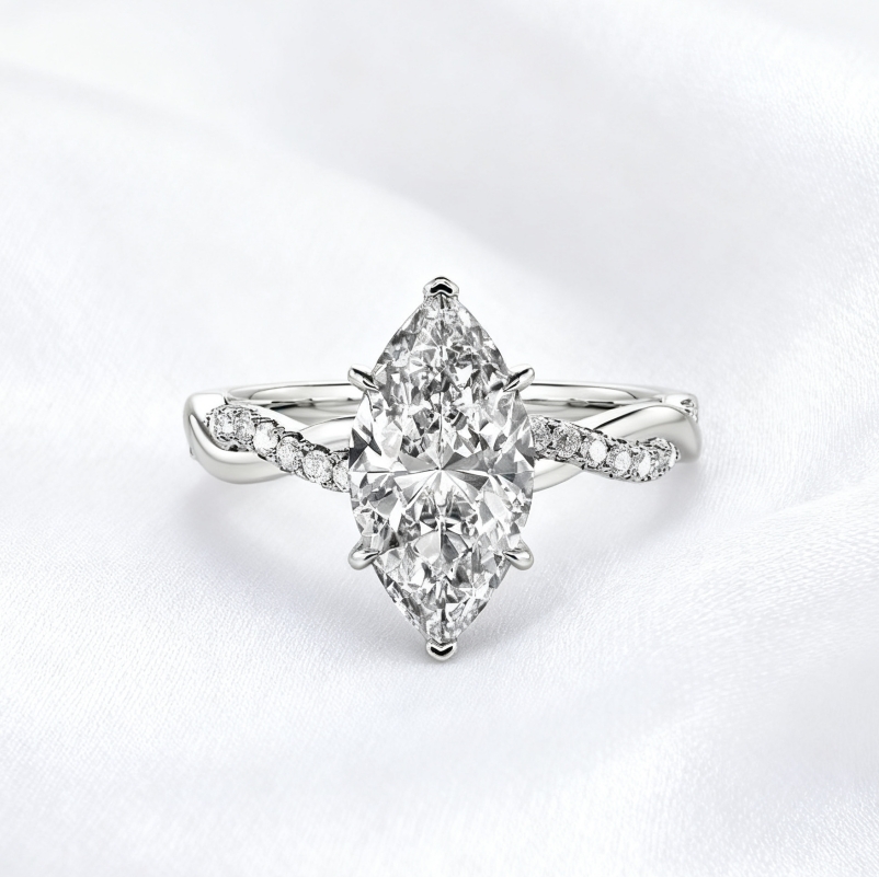 Timeless Love 2ct Marquise Cut Side Stone Engagement Ring