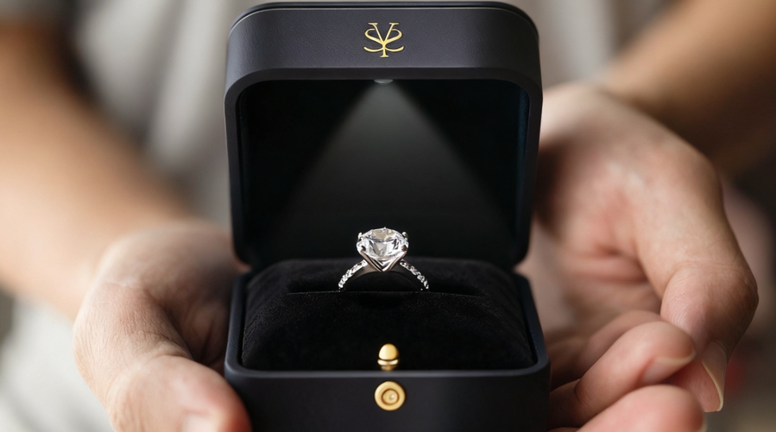 White Gold engagement rings in a ring  box