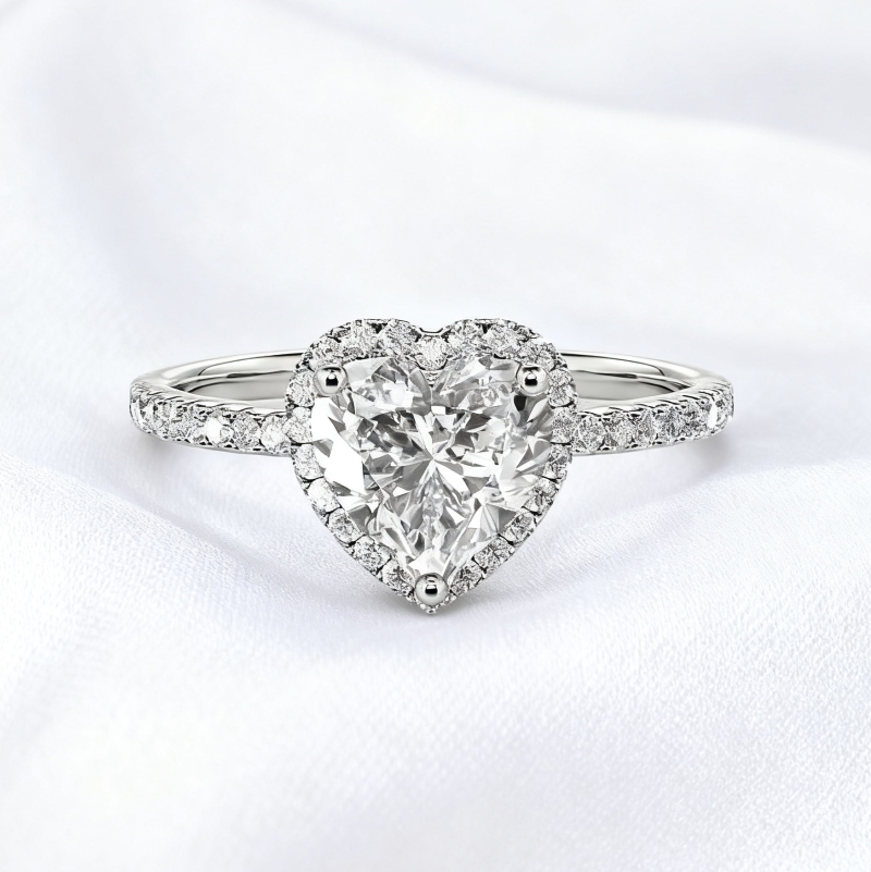 You Are My Everything 1ct Heart Cut Halo Engagement Ring