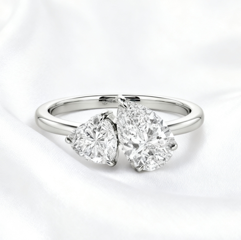 Binary Bliss Pear Cut Toi Et Moi Engagement Ring