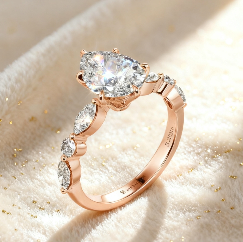 Holy Promise 2ct Rose Gold Side Stone Engagement Ring