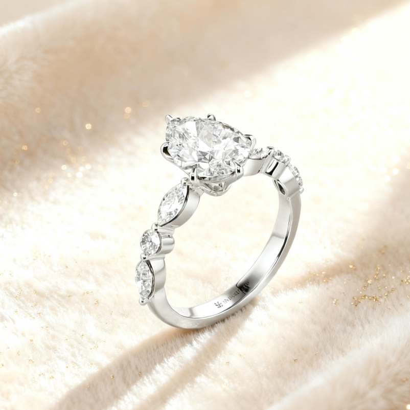 Holy Promise 2ct White Gold Side Stone Engagement Ring