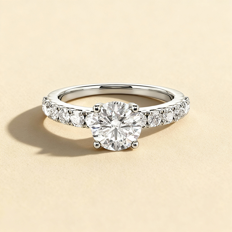 Round French Pavé Engagement Ring
