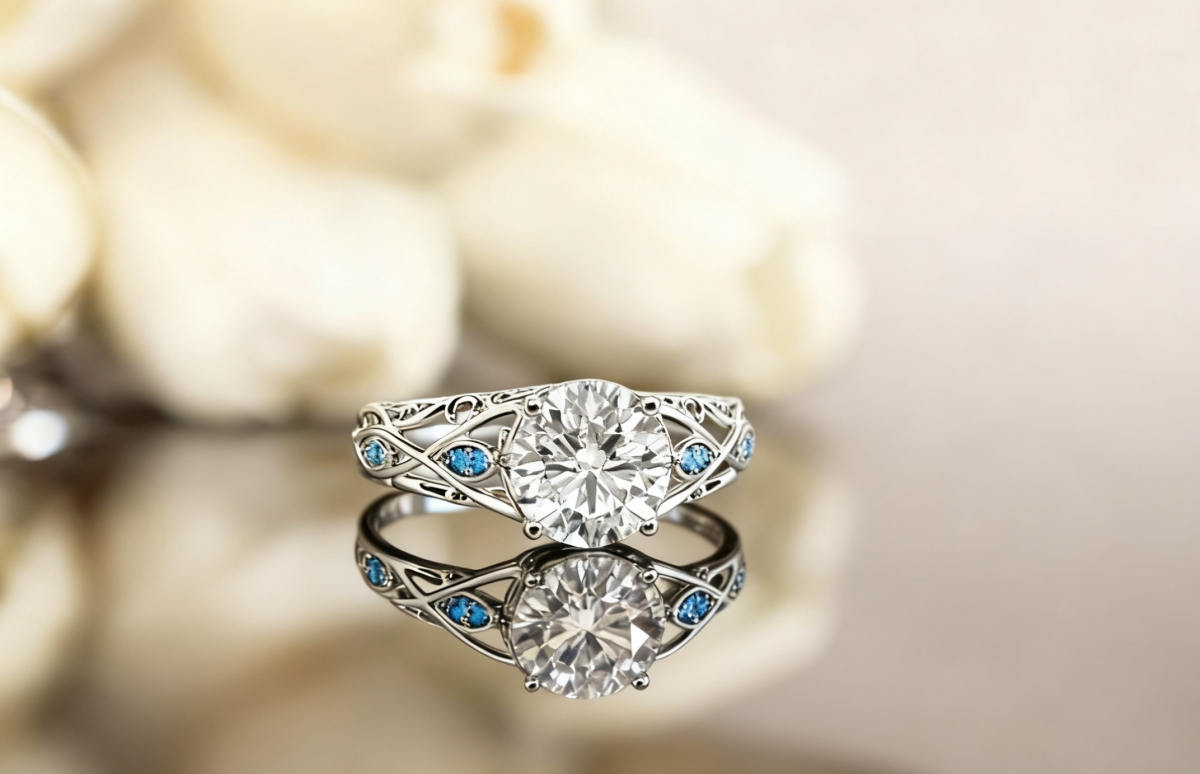 vintage leaf engagement ring