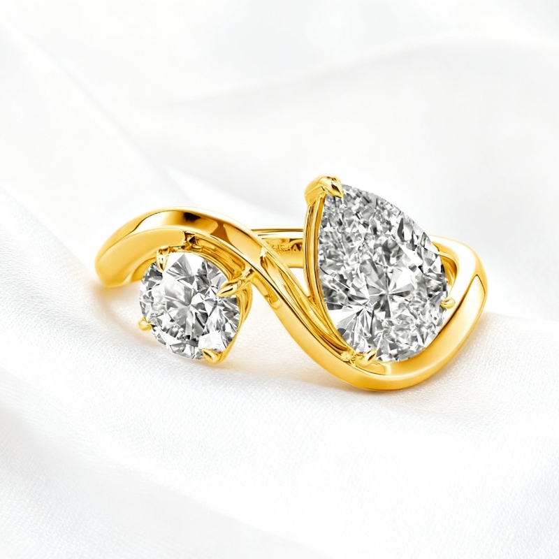 Twice as Nice Pear Cut Toi Et Moi Engagement Ring