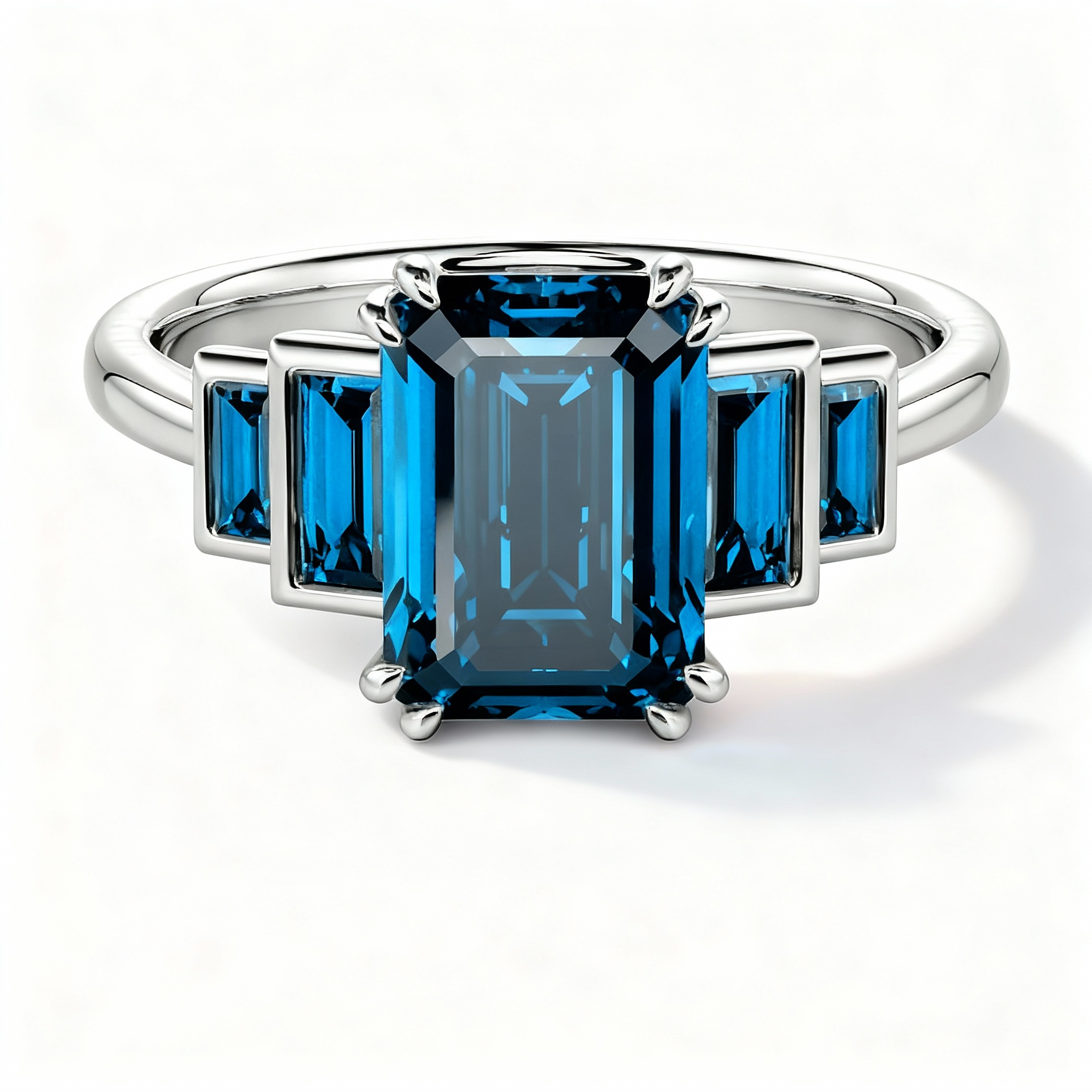 engagement ring with Swiss blue gemstones