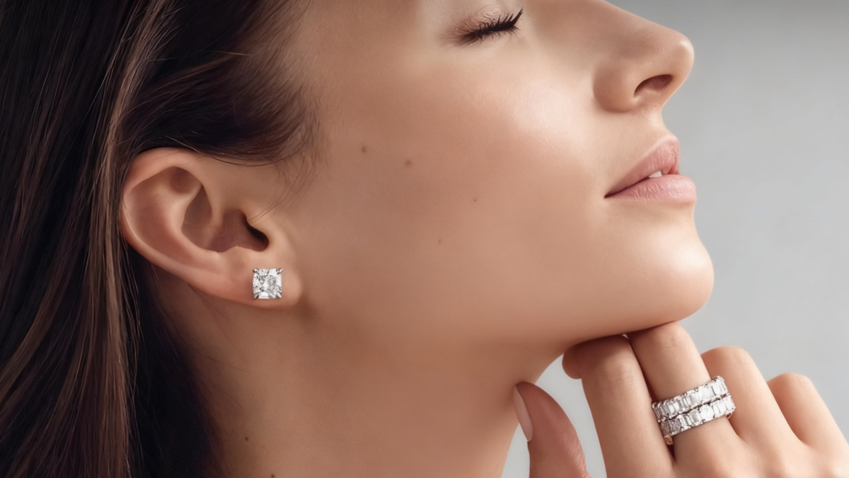 Unique ring and diamond earring pairing