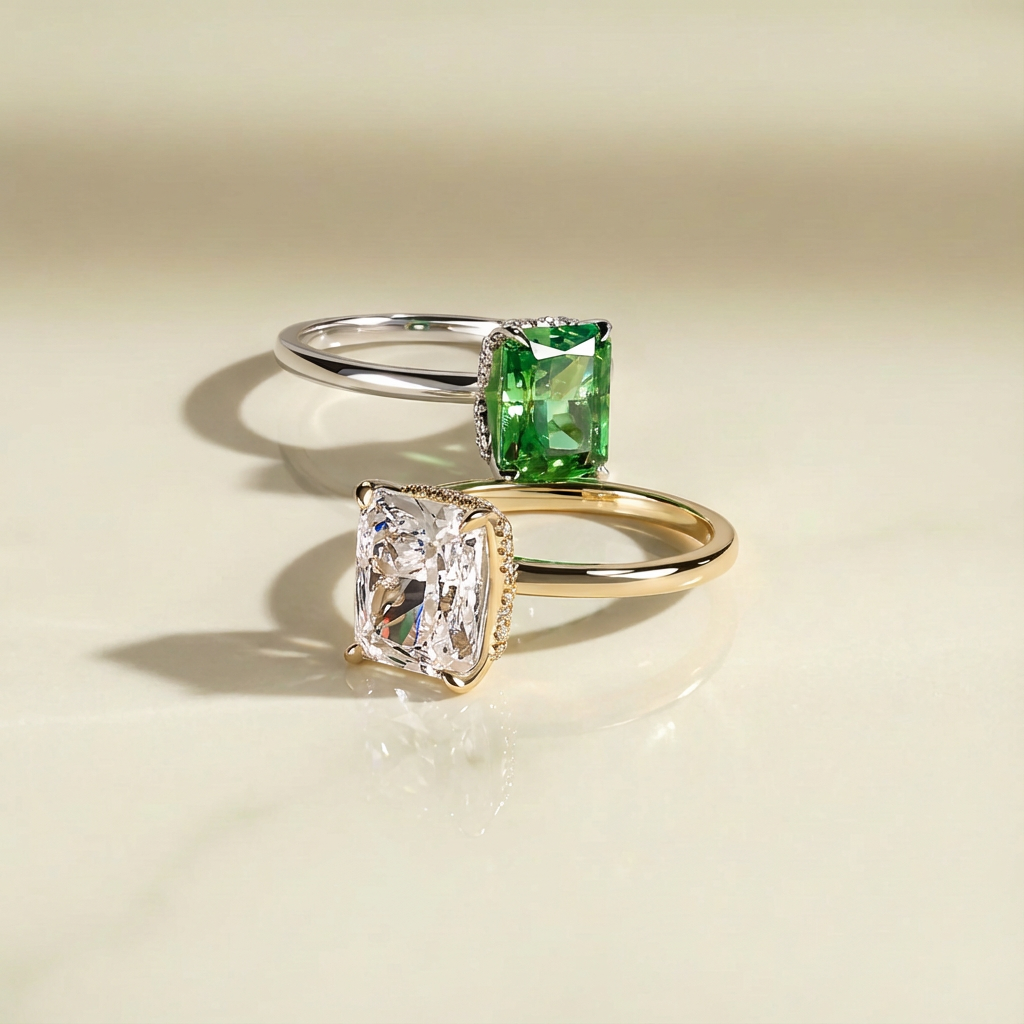 engagement ring with different center stones