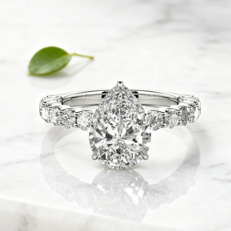 2ct Pear Cut Hidden halos ring