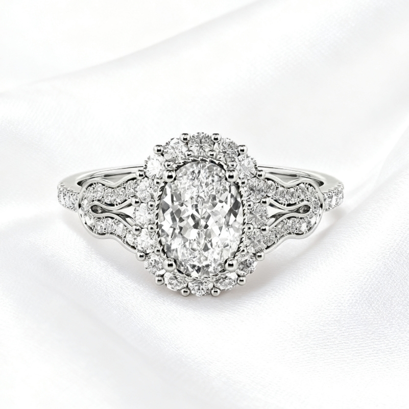 Oval Cut Halo Engagement Ring