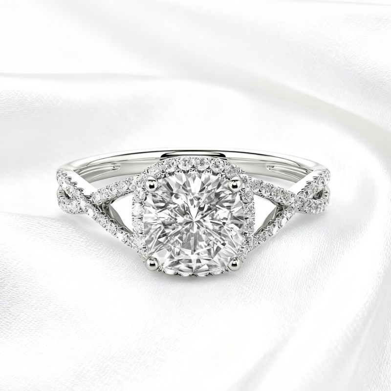 Cushion Cut Halo Engagement Ring