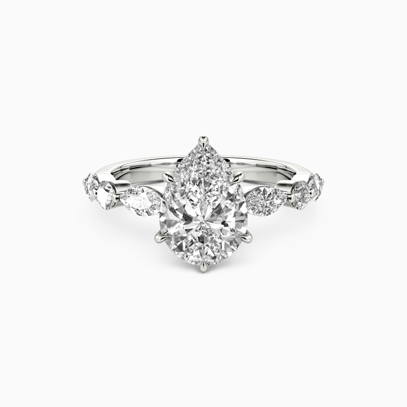 Holy Promise 2ct Pear Cut Side Stone Engagement Ring