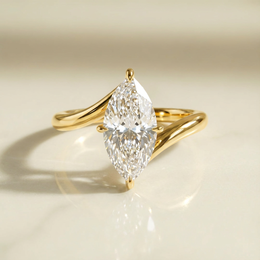 marquise bypass engagement ring