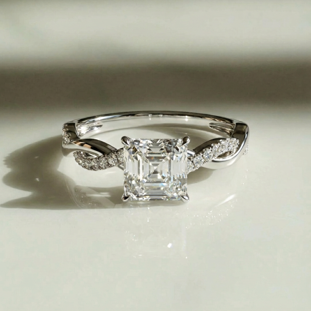 Asscher-cut engagement ring