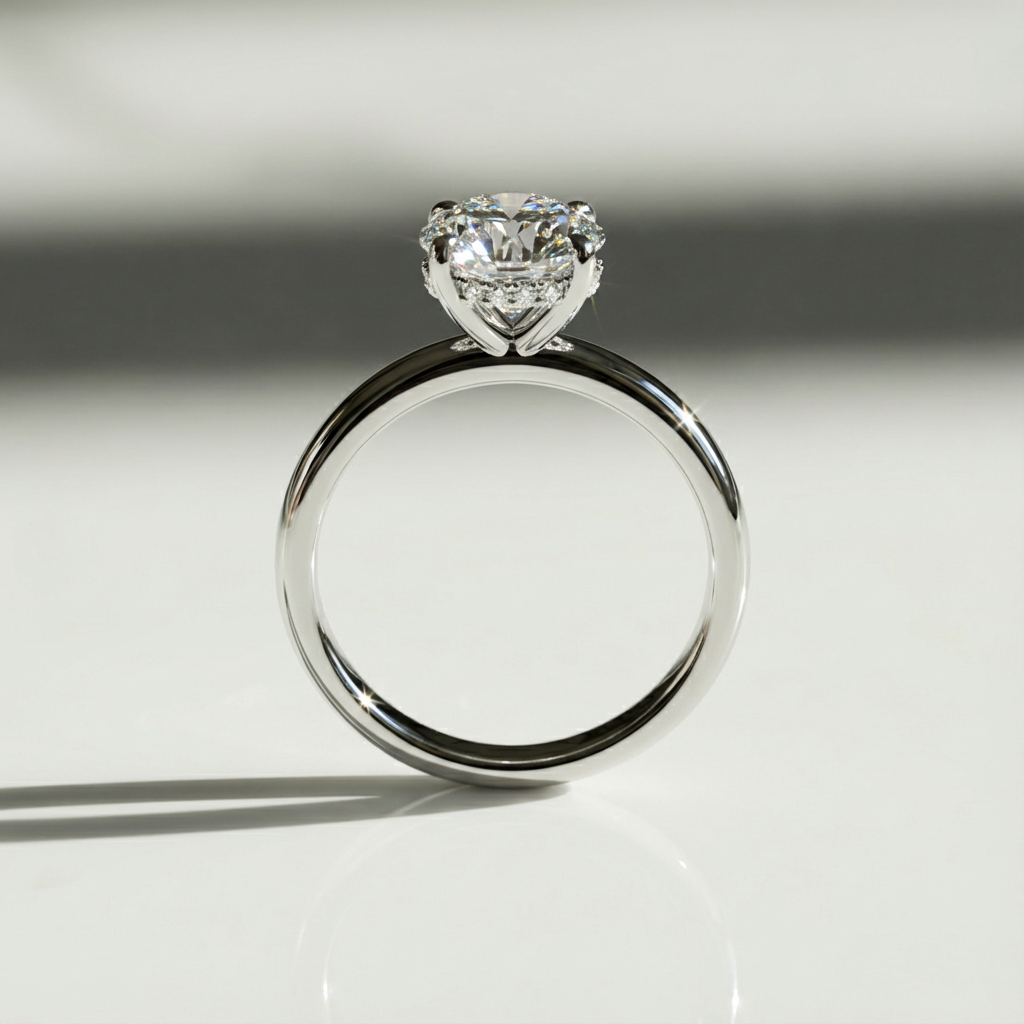 solitaire ring with hidden halo