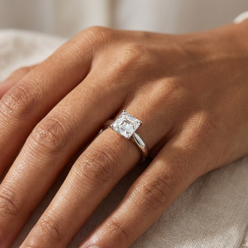 asscher-cut solitaire ring