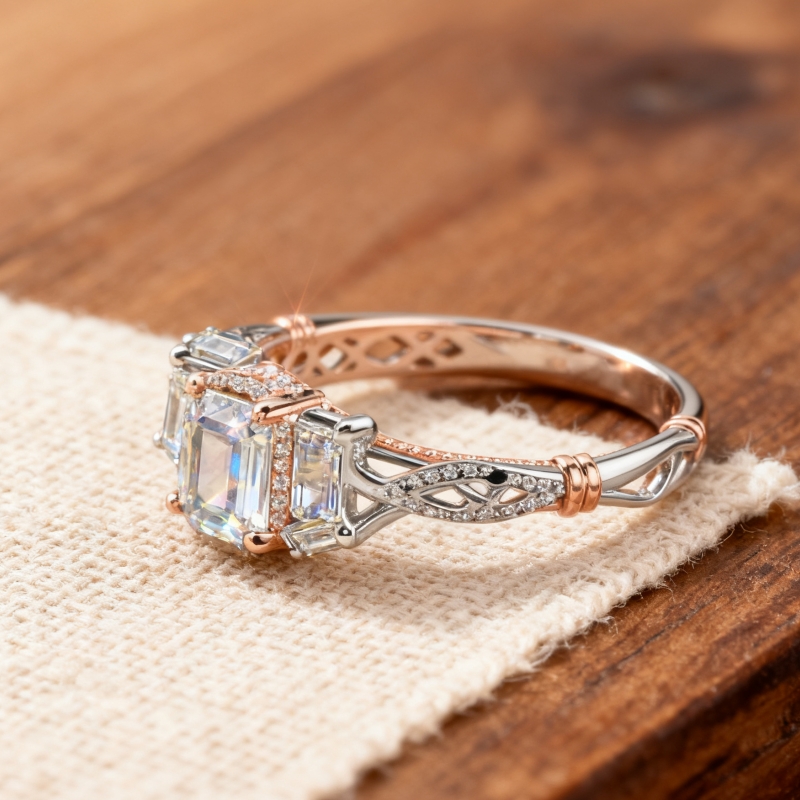 two-tone rose gold and white gold rings