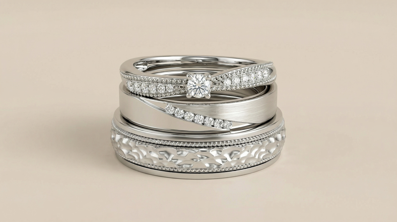 wedding bands with different details