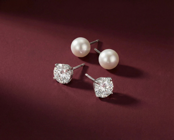 classic gift ideas: diamond and pearl stud earrings
