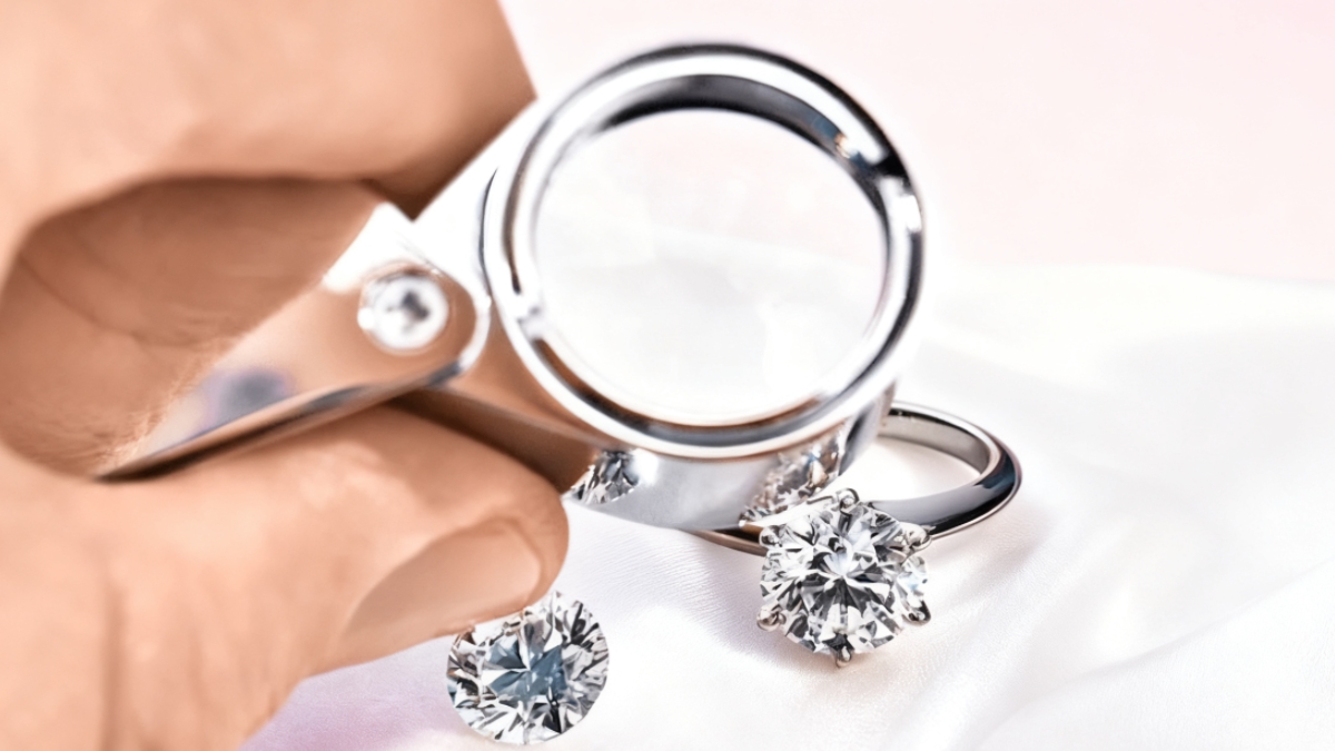 moissanite under a microscope