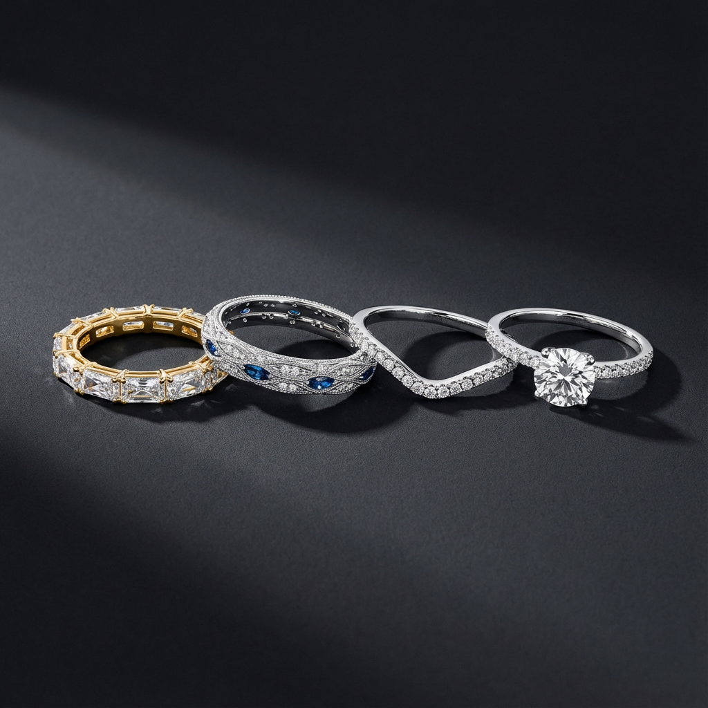 4 different styles of wedding rings