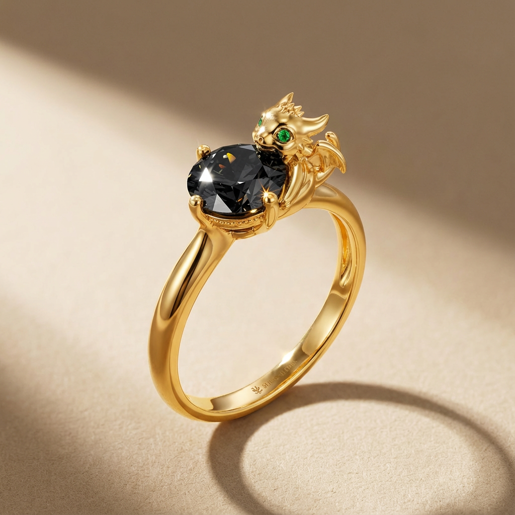 "Radiance In Legend" Round Cut Side Stone Hug Me Ring