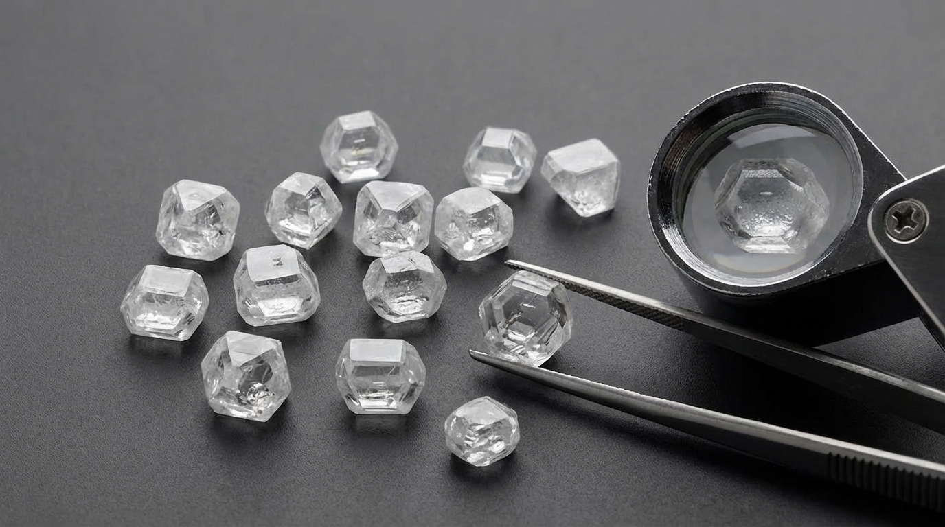 Unpolished lab-grown rough diamond crystal