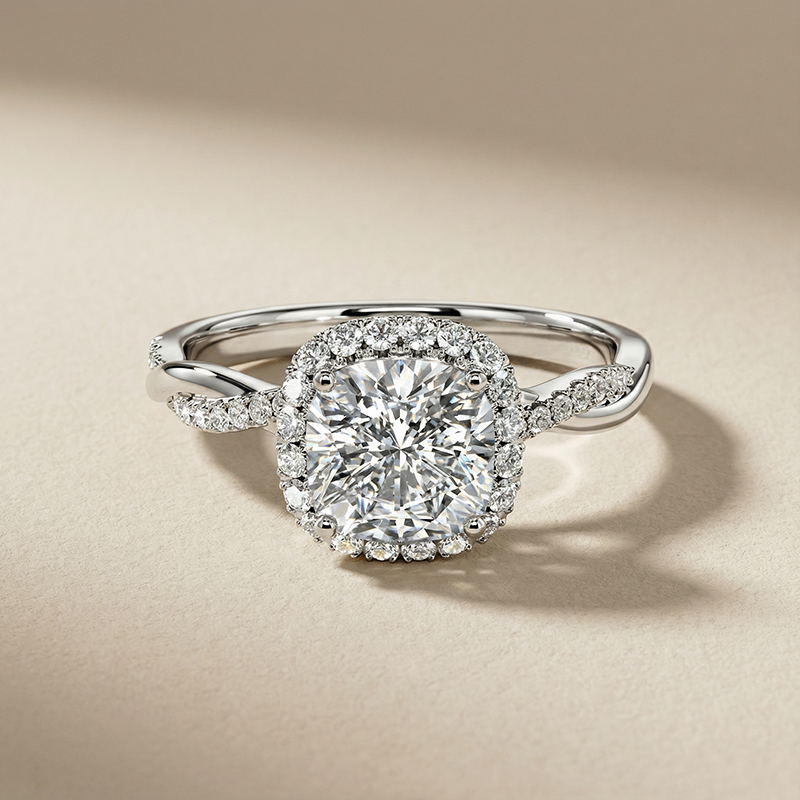 cushion halo engagement ring